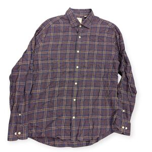 Baird McNutt Linen MURANO slim fit plaid button up Men's Size Large Lightweight